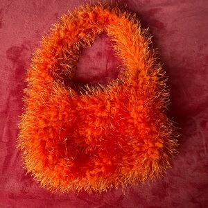 Vibrant Orange Fuzzy Handbag